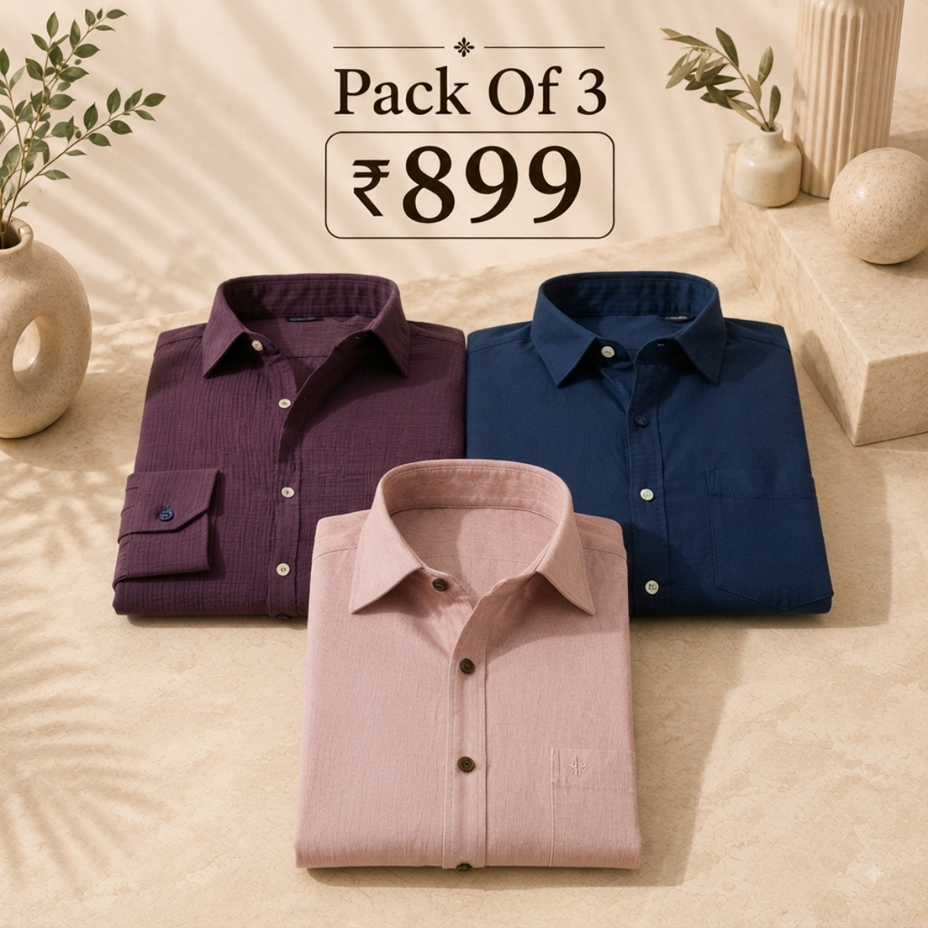 3 Men’s Solid Formal Shirt | S10