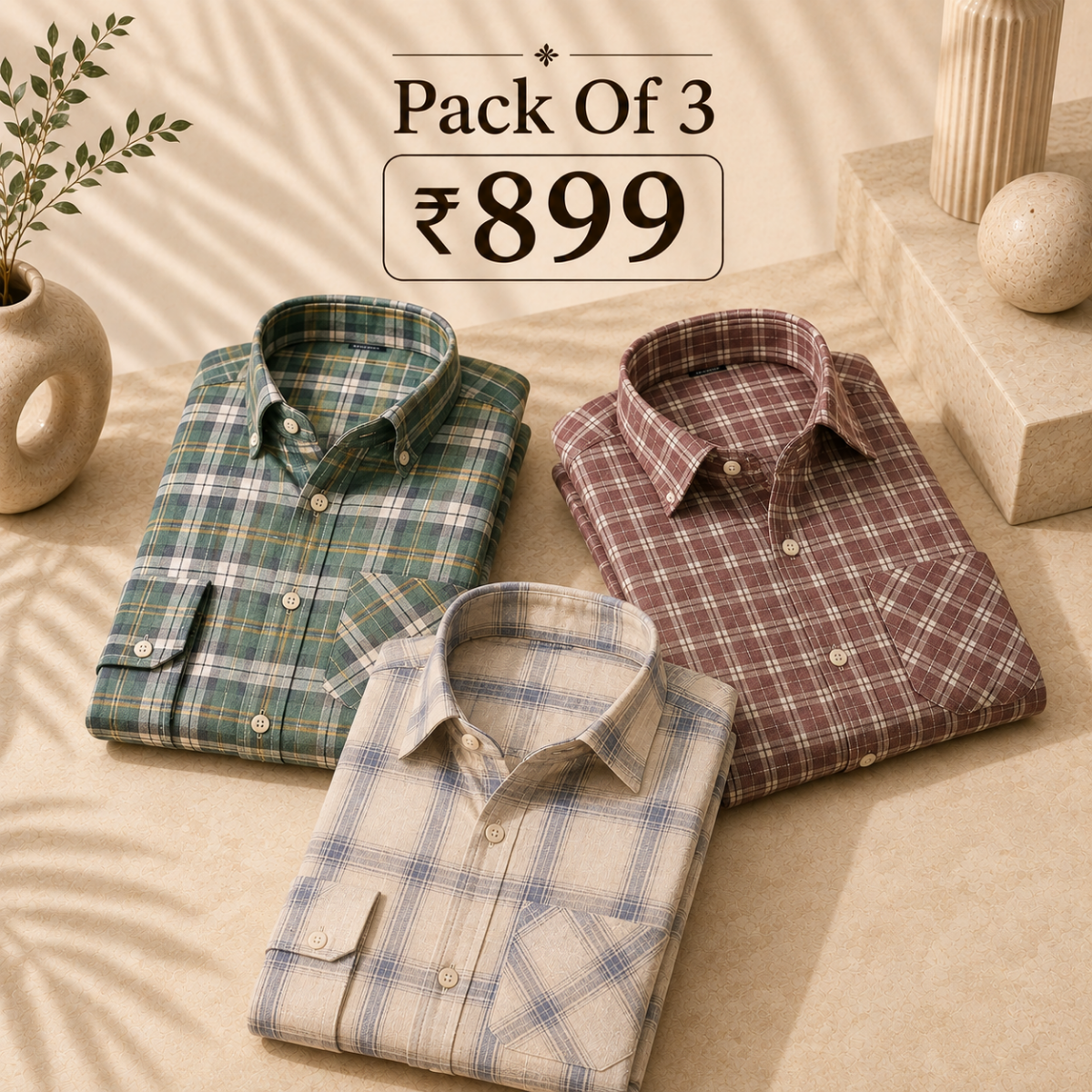 3 Men’s Classic Checked Shirts | C1