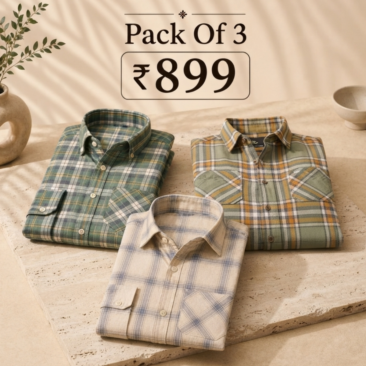 3 Men’s Classic Checked Shirts | C3