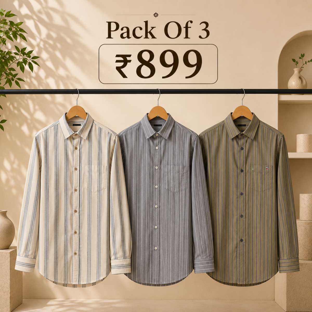 3 Men's Striped Shirt | S-3