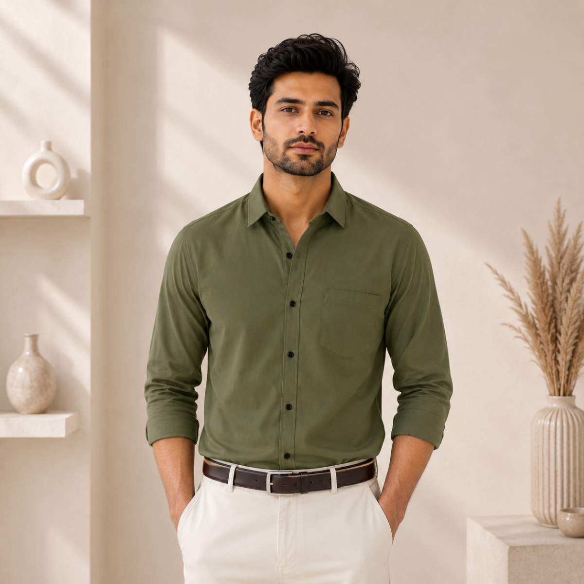 3 Men’s Solid Formal Shirt | S3