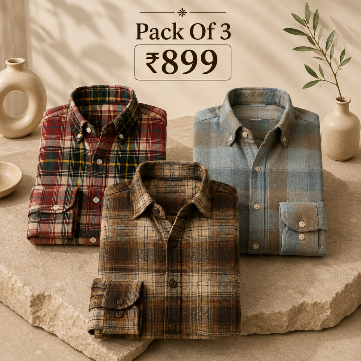 3 Men’s Classic Checked Shirts | C4