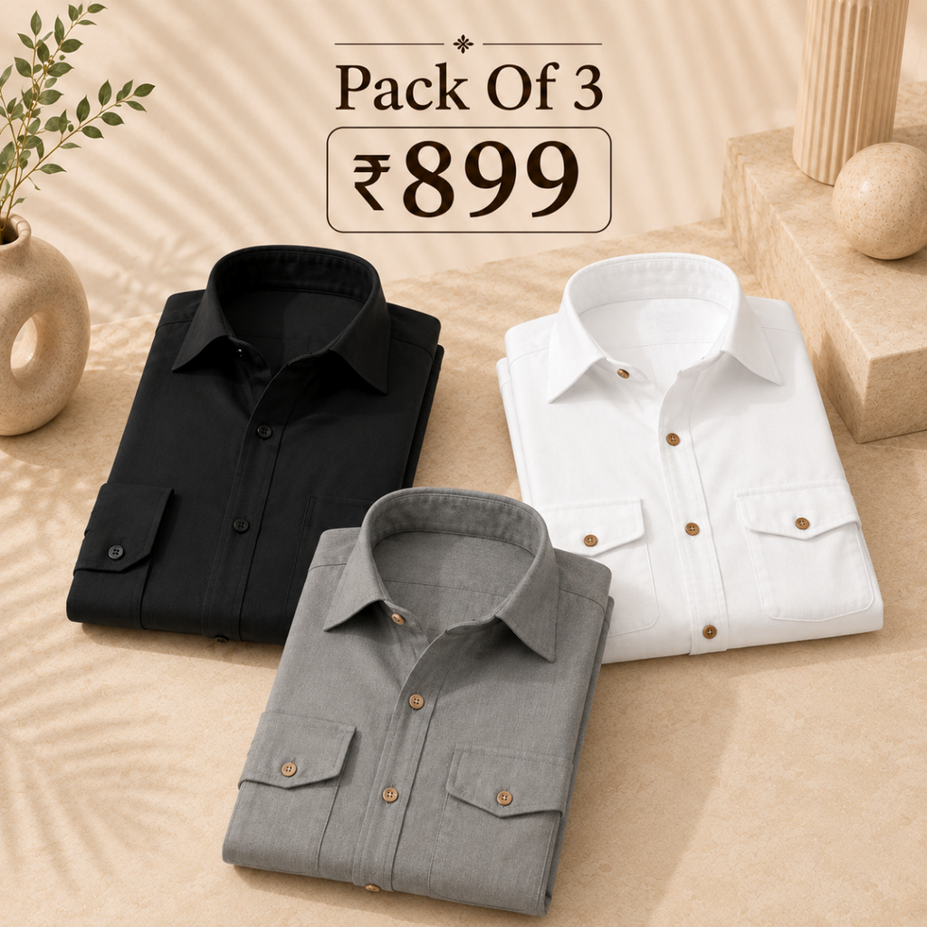 3 Men’s Solid Formal Shirt | S5