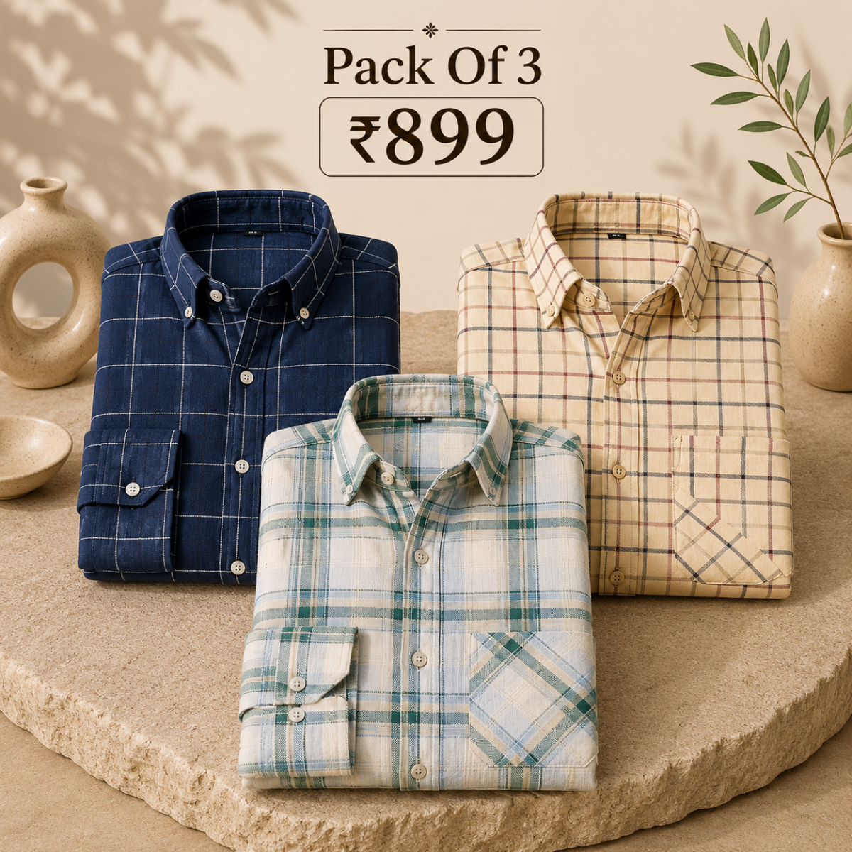 3 Men’s Classic Checked Shirts | C5