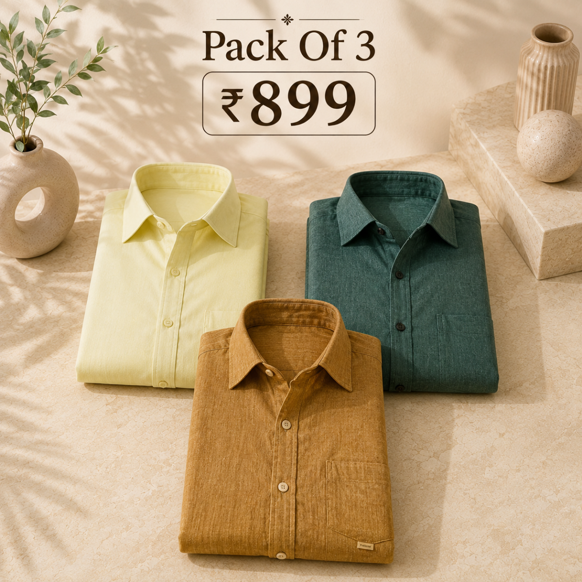 3 Men’s Solid Formal Shirt | S7