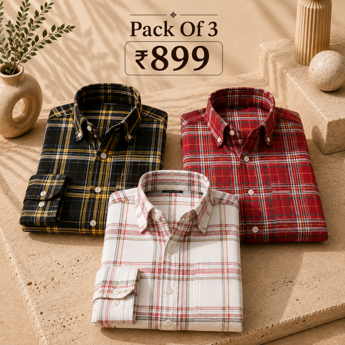 3 Men’s Classic Checked Shirts | C8