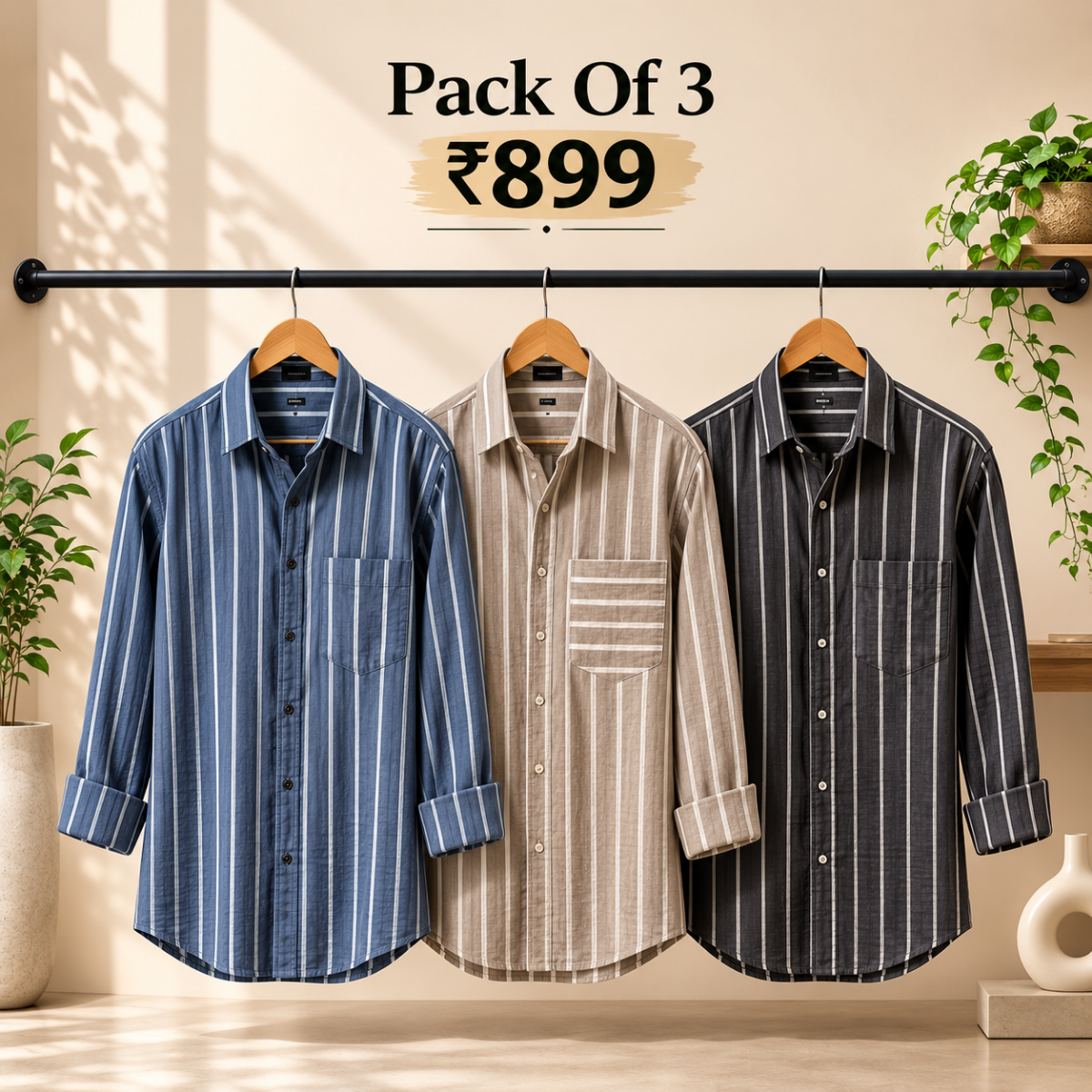 3 Men's Striped Shirt | S-8
