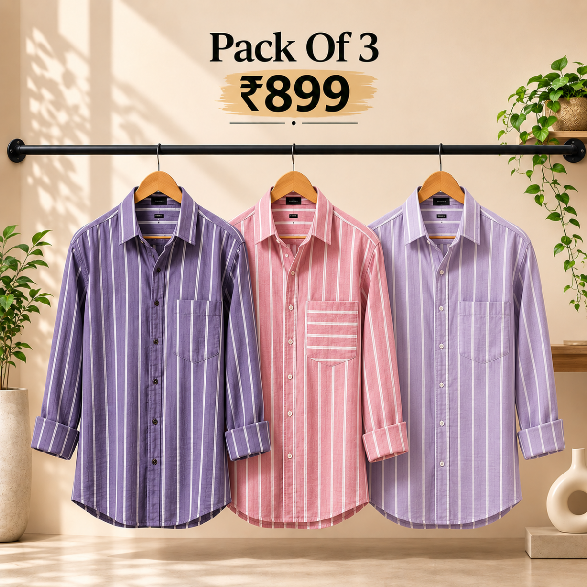 3 Men's Striped Shirt | S-9