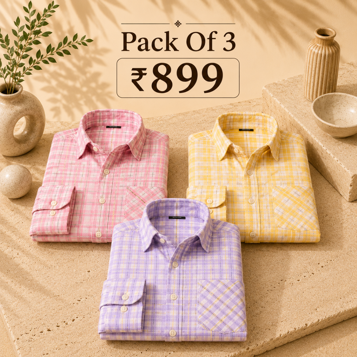 3 Men’s Classic Checked Shirts | C9
